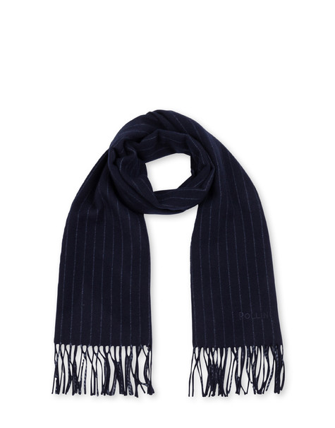 Pinstripe wool scarf DARK BLUE