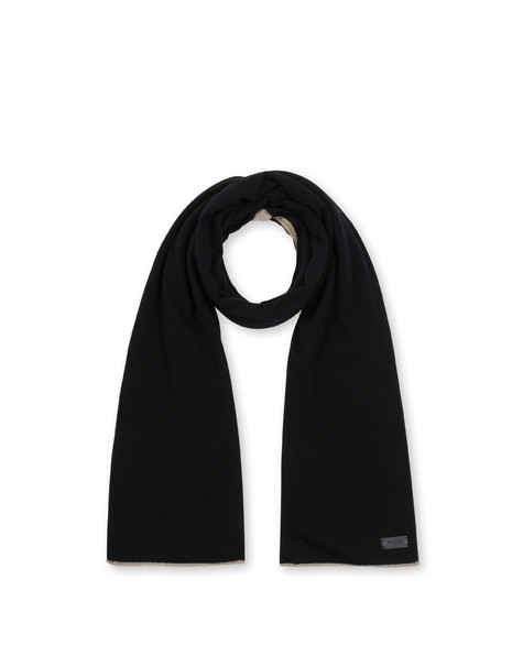 Two-tone knit scarf BLACK