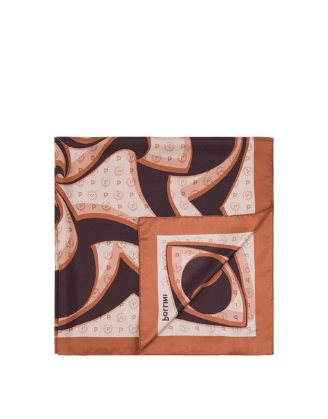 Silk scarf with print BROWN