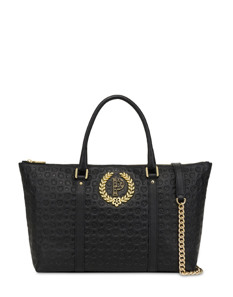 Heritage Logo Embossed Shopping Bag Black