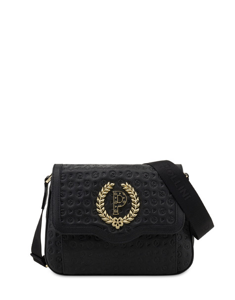 Heritage Logo Embossed Shoulder Bag Black