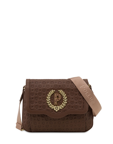 Heritage Logo Embossed Shoulder Bag Brown