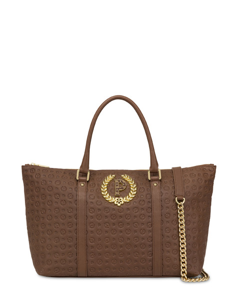 Shopping Bag Heritage Logo Embossed Marrone