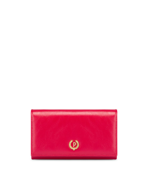 Continental wallet with metal logo RED
