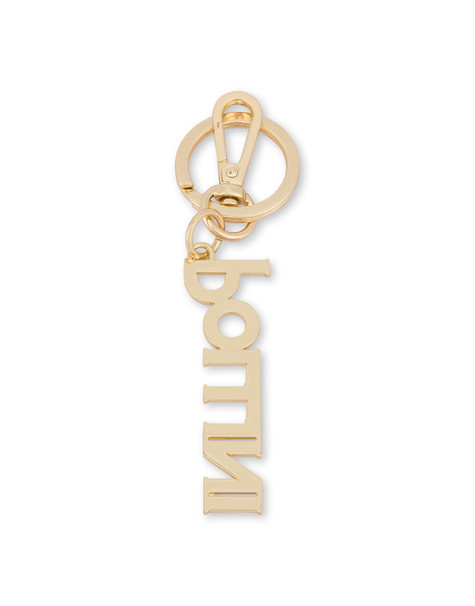 Lettering Logo charm keyring with rhinestones GOLD/FUCHSIA