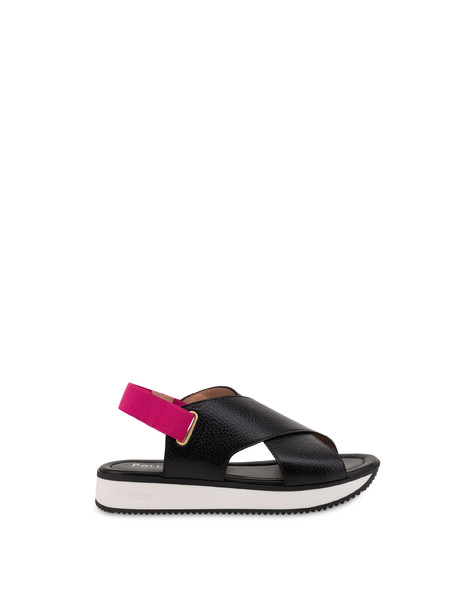 Sandalo incrociato con elastico Walk In Nature NERO/BOUGANVILLE
