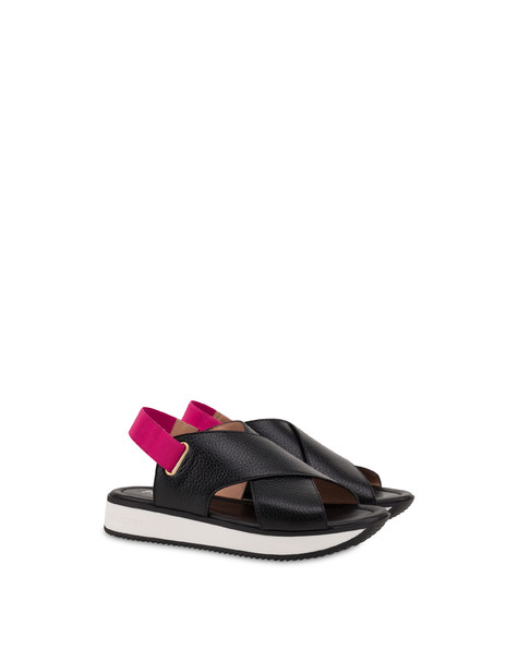 Sandalo incrociato con elastico Walk In Nature NERO/BOUGANVILLE