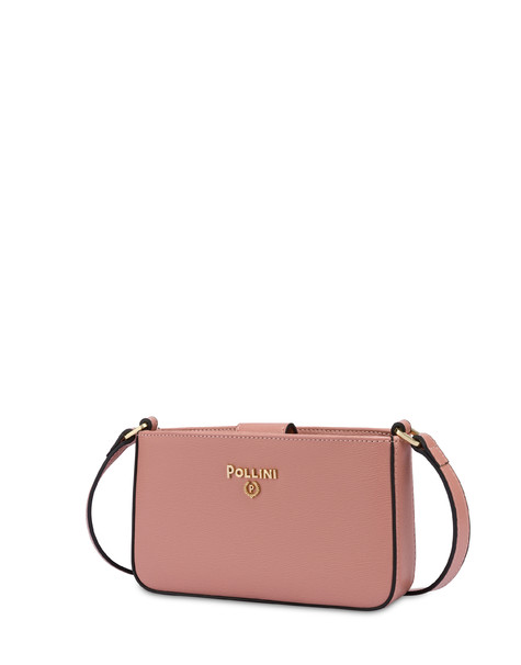 Small crossbody bag with metal logo NUDE
