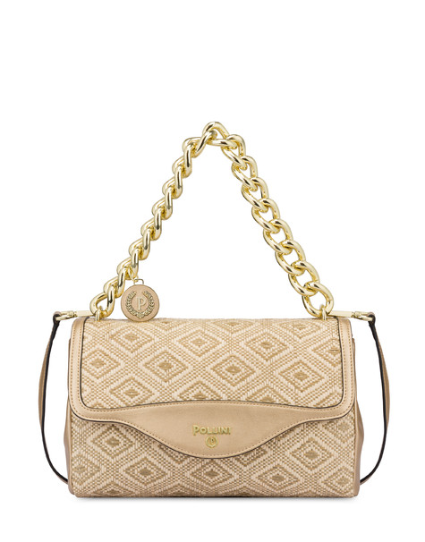 Borsa a spalla in rafia Chain Reaction AVORIO/ORO