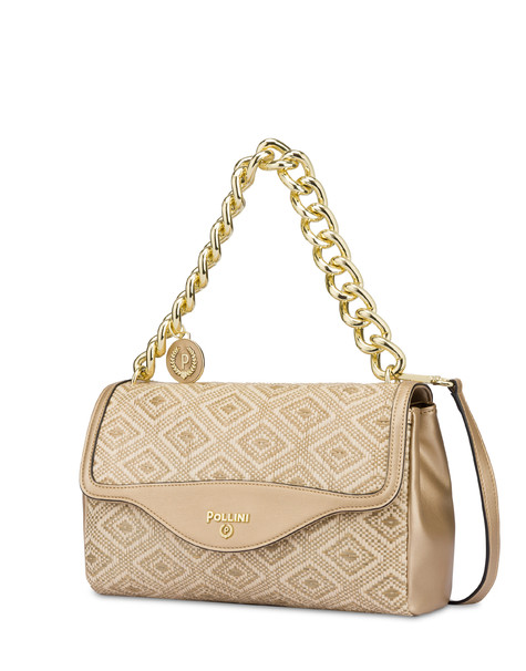 Borsa a spalla in rafia Chain Reaction AVORIO/ORO