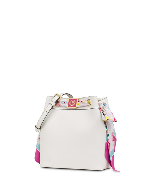 Flower Garden bucket bag with scarf WHITE