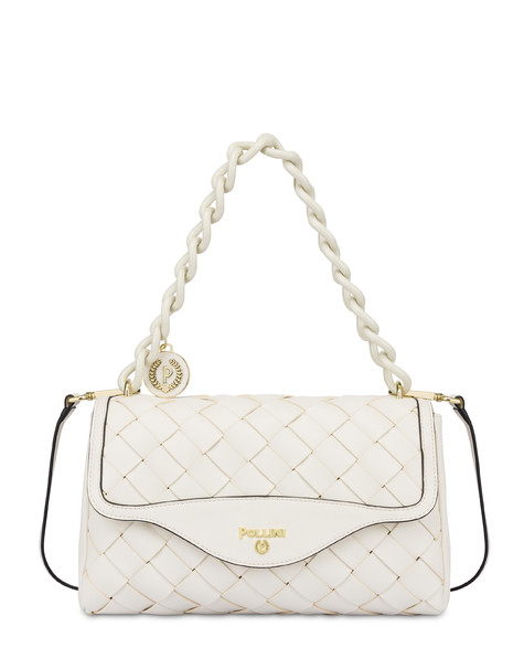 Borsa a spalla con intreccio Chain Reaction AVORIO