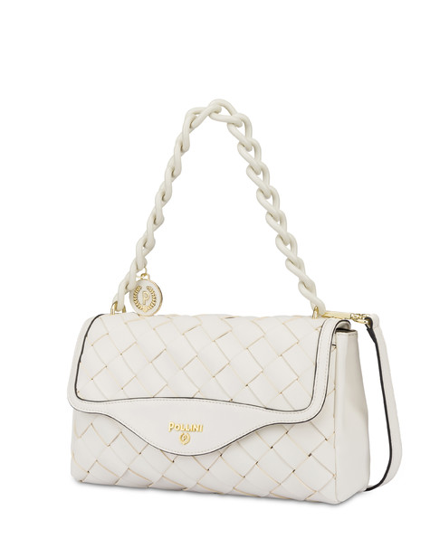 Borsa a spalla con intreccio Chain Reaction AVORIO