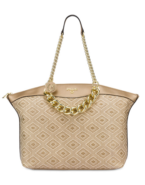 Chain Reaction raffia tote bag IVORY/GOLD