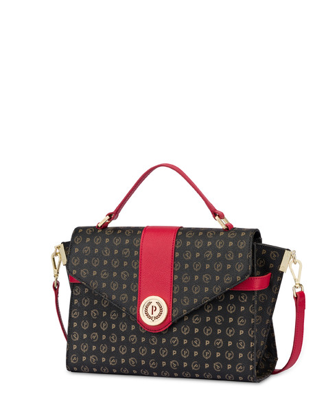 Heritage Logo Classic Structured Handbag Black/laky Red