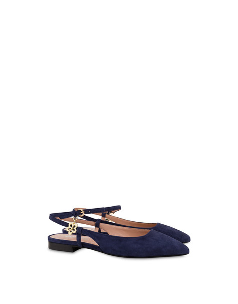 Ballerine in camoscio con charm fiore Corinto NOTTE