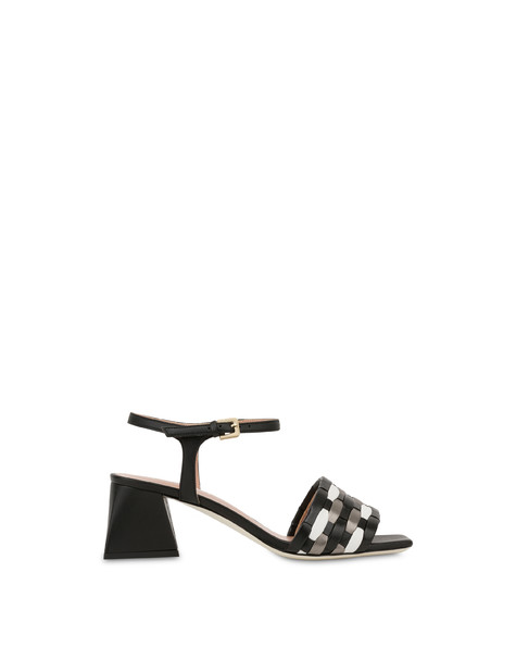 Sandali con intreccio Stripe On Stripe NERO/BIANCO/PELTRO