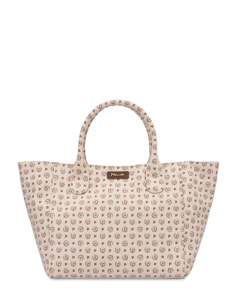 Heritage Denim Jacquard tote bag IVORY/BROWN