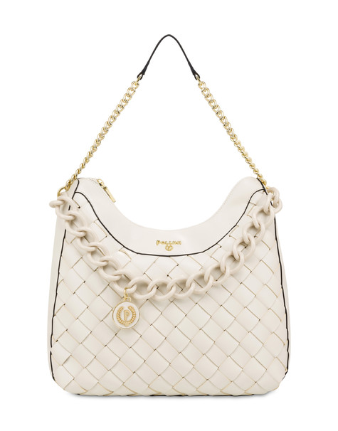 Hobo bag con intreccio Chain Reaction AVORIO