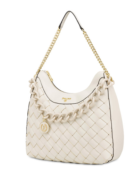 Hobo bag con intreccio Chain Reaction AVORIO