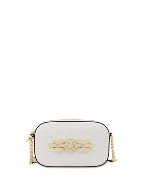 Take your time small woven print shoulder bag WHITE
