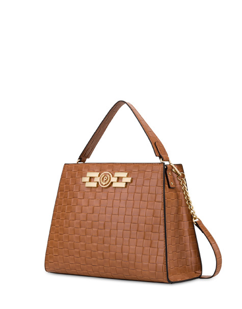 Borsa a mano con stampa intreccio Take your time CUOIO