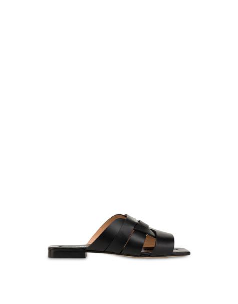 Ciabatta flat in vacchetta Cage NERO
