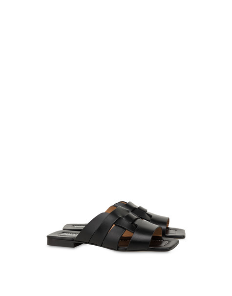 Ciabatta flat in vacchetta Cage NERO