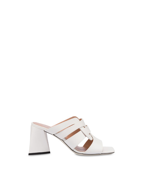 Mules con tacco in vacchetta Cage BIANCO