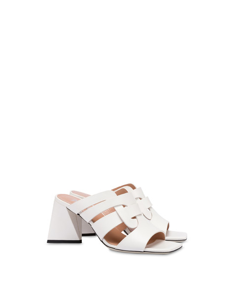 Mules con tacco in vacchetta Cage BIANCO