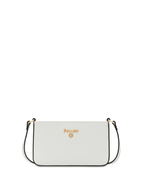 Small crossbody bag with metal logo WHITE