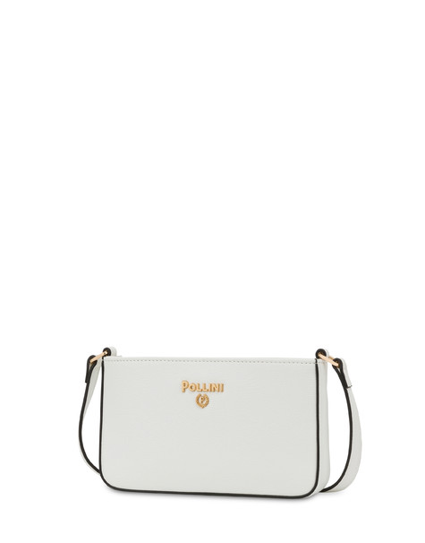 Small crossbody bag with metal logo WHITE