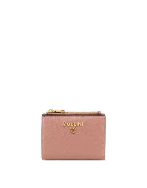 Small wallet with metal logo NUDE
