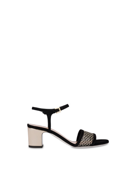 Sandali in camoscio e rete Bling Bling NERO/NERO/PLATINO