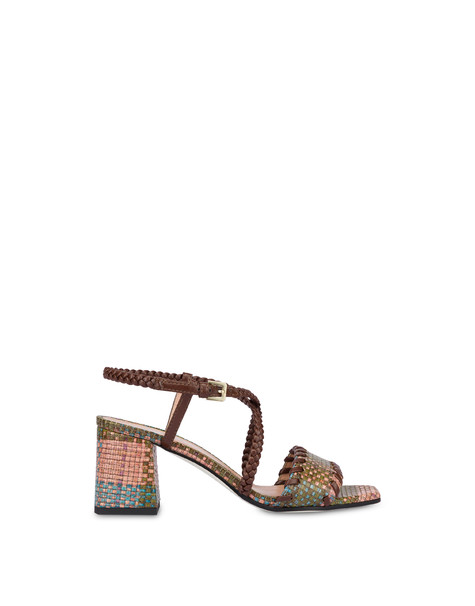 Italian Savoir Faire sandals with weave print TUNDRA/DARK BROWN