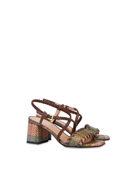 Italian Savoir Faire sandals with weave print TUNDRA/DARK BROWN