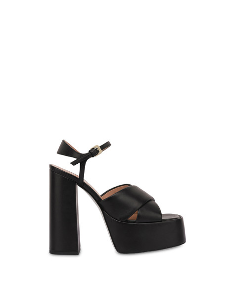 Sandali con plateau in nappa Poppies and Ducks NERO