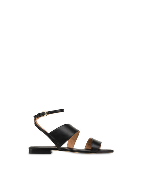 Sandali flat in vitello Windy NERO