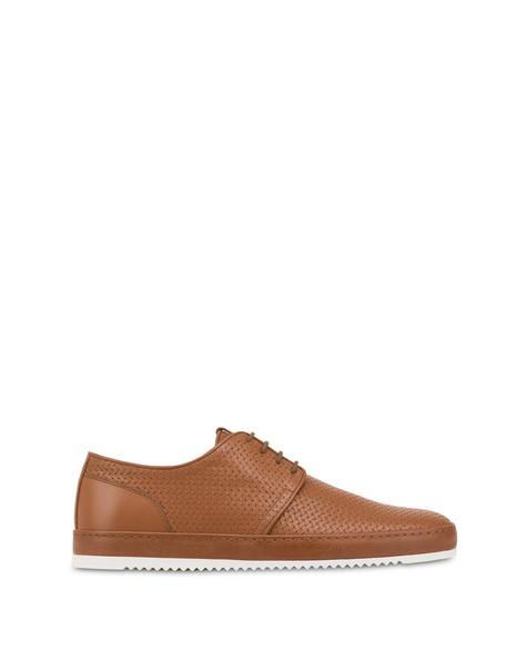 Foxing weave print calfskin derbies HIDE