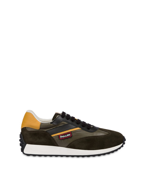 Hunter sneakers in calfskin, nylon and split leather BLACK/MAIZE/MILITARY GREEN/MILITARY GREEN