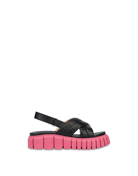 Summer Mountain crossed sandals in nappa BLACK/BOUGANVILLE
