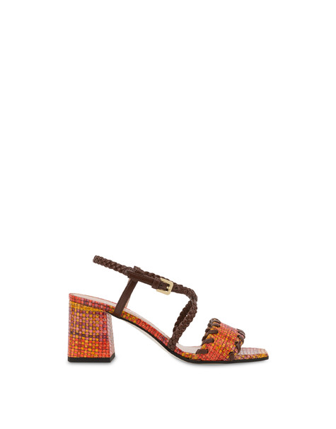 Italian Savoir Faire sandals with weave print GERBERA/DARK BROWN