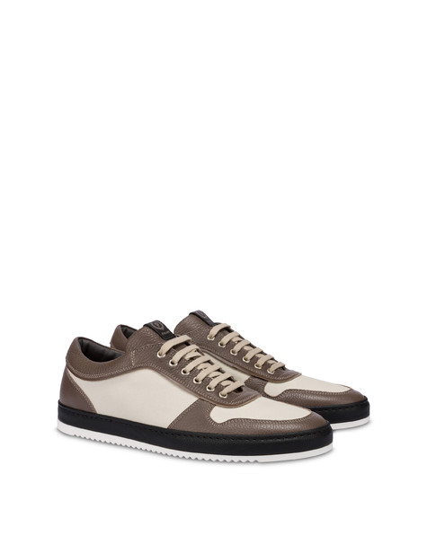 Foxing canvas and calfskin sneakers IVORY/CAMEL/BLACK