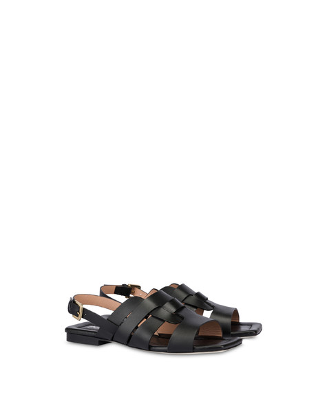 Sandali flat in vacchetta Cage NERO