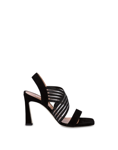 Sandali alti in camoscio Bling Bling NERO
