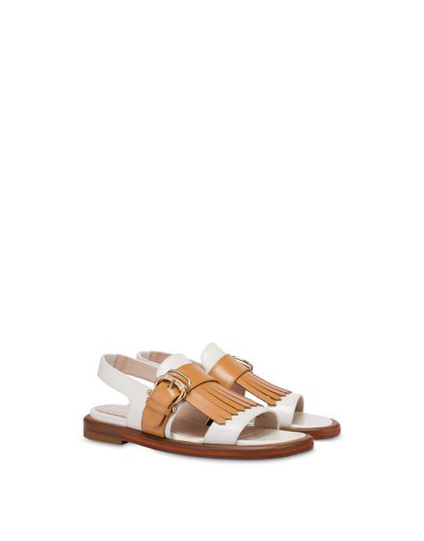 Funny flat sandals in naplak and calfskin IVORY/HIDE