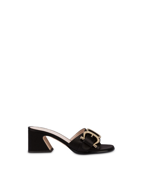 Mules in raso con maxi fibbia Tresor NERO