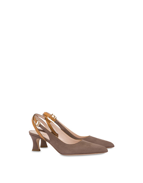 Slingback in nabuk e vitello Embrace TAUPE/CUOIO