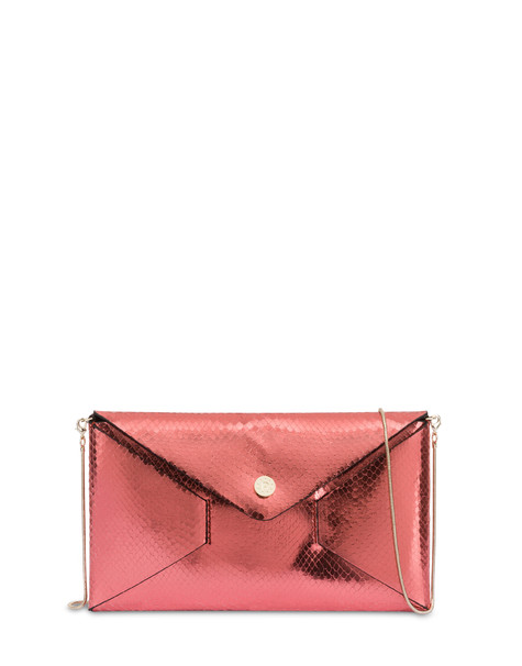 Mail pochette in laminated calfskin OLD ROSE