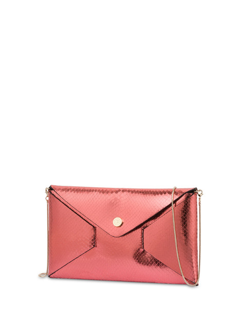 Mail pochette in laminated calfskin OLD ROSE